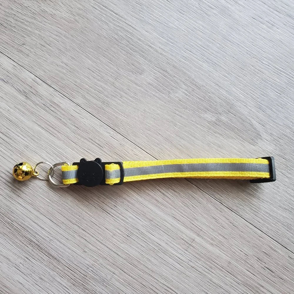 NEW Yellow Adult Reflective-Breakaway Cat Collar with Bell